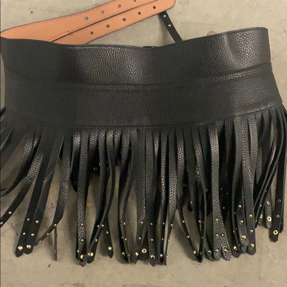 BCBGMaxAzria Black Fringe Belt